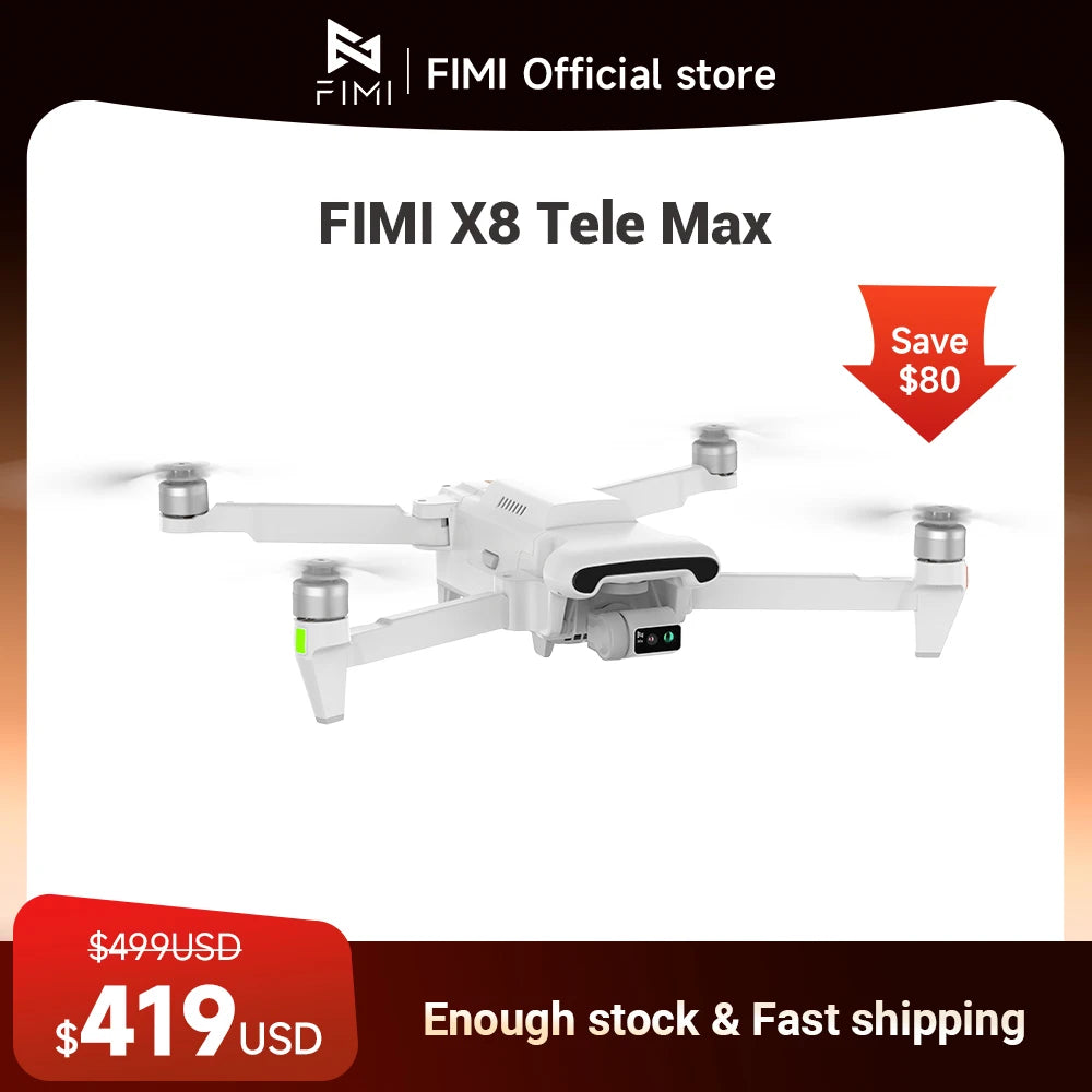 FIMI X8 Tele Max drone 1/2-inch CMOS Wide-Angle Tele Camera 30x Hybrid Zoom 4K 60fps 3-axis Gimbal GPS 20kmAI Super Night Video