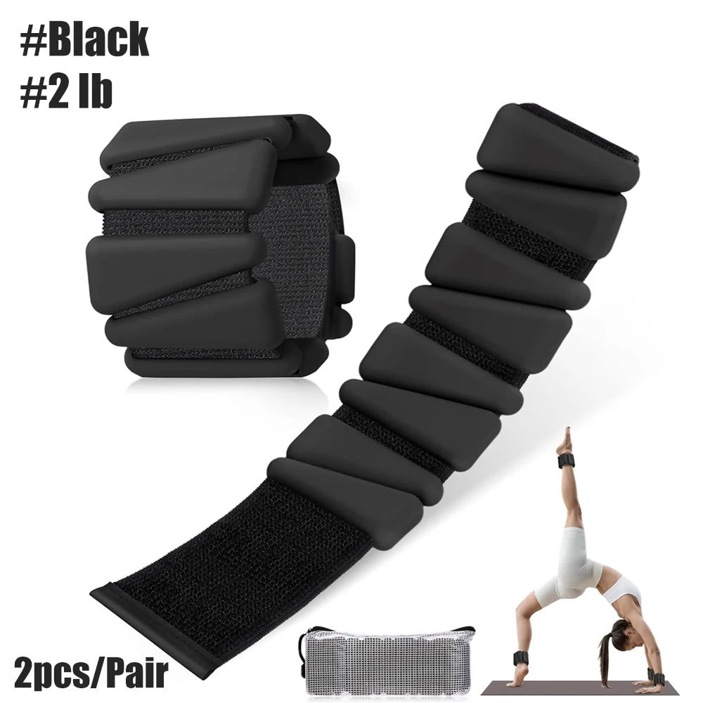 1Pair 2-4lbs Adjustable Wrist Ankle Weights - Silicone Strength Training Bracelets for Yoga Running Swimming - Women & Men
