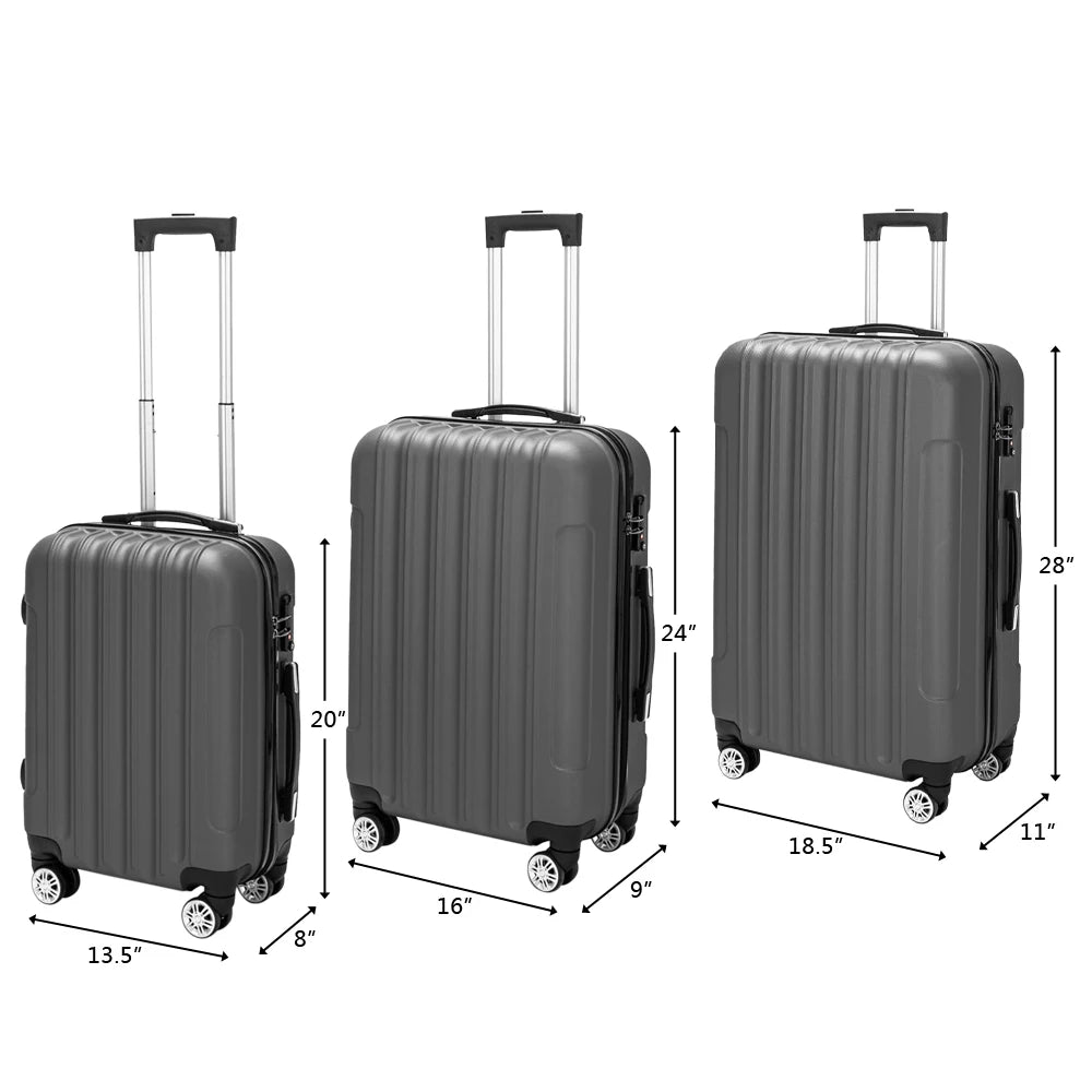 3-in-1 Multifunctional Large Capacity Traveling Storage Suitcase Luggage Set Dark Gray carry on luggage  suitcase set