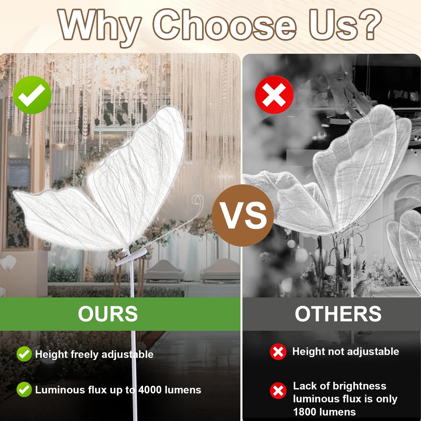 LED Butterfly Creative Lighting LED Floor Lamps Romantic Butterfly Ceiling Light Decoration Props for Wedding Party Events 60cm