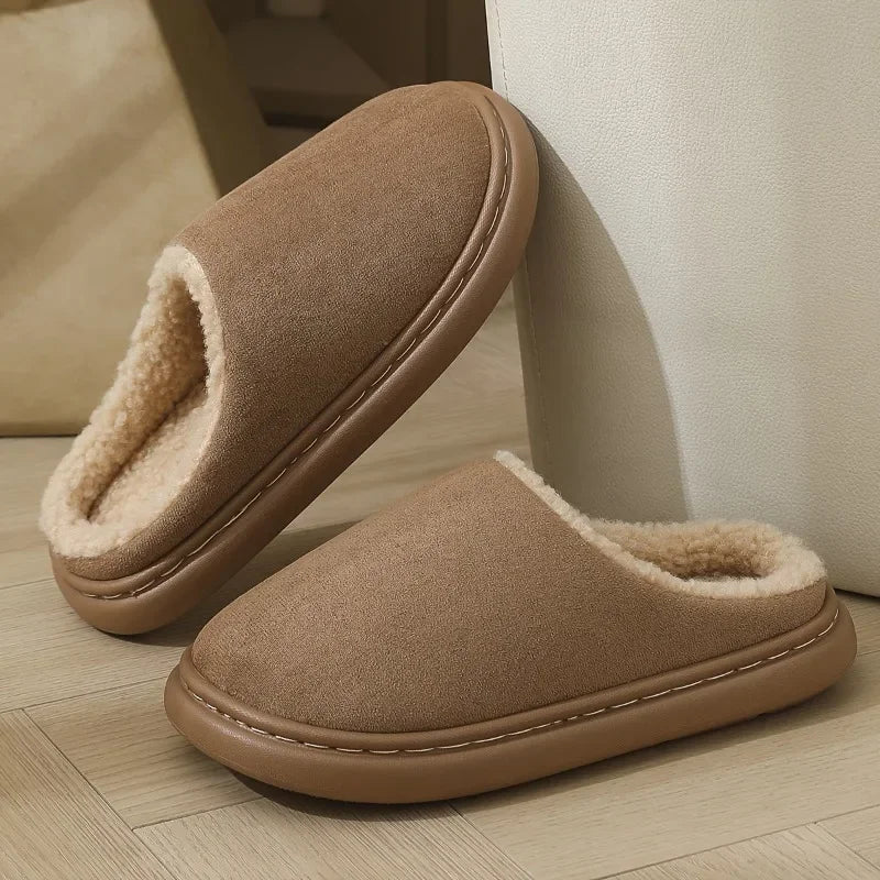 Unisex Indoor Outdoor Winter Slippers Anti-Slip Sole Slip-On Soft Warm Black Comfort Home Casual Shoes Easy Clean Design