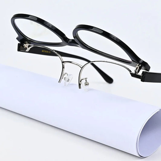 Trendy Flip Up Eyeglasses Frames Fashion Men Women Blue Light Blocking Glasses