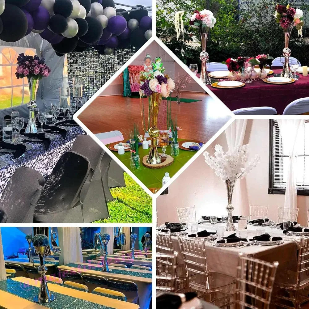 4 Pack | 24 Tall Clear Reversible Latour Trumpet Glass Vases for Wedding Decoration