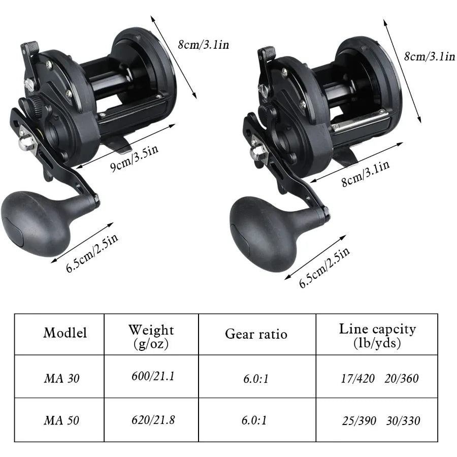 Conventional Reel Trolling Fishing Reel Powerful Drag Fishing Reel for Saltwater Big Game Fishing in Deep Sea and Heavy Current
