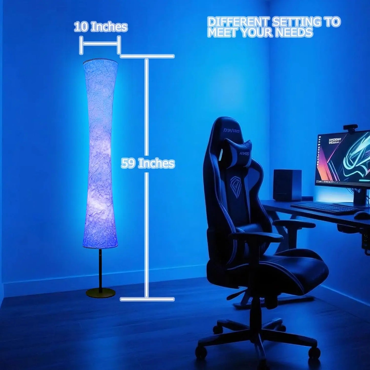 59' Smart LED Floor Lamp, RGB Mood Light with Music Sync, Color Changing, App & Remote Control for Bedroom Living Room