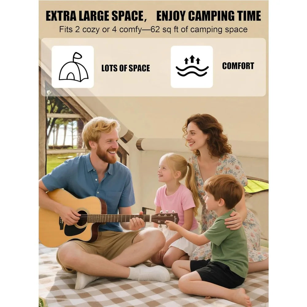 Portable Air-Inflatable Camping Tents: Waterproof Family Glamping Shelter with Hand Pump