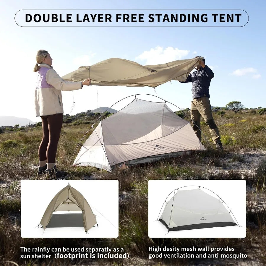 CloudUp 2 Person Tent Lightweight Backpacking Tent with Footprint Free Standing Ultralight Camping Hiking Backpack Tents Two Pe