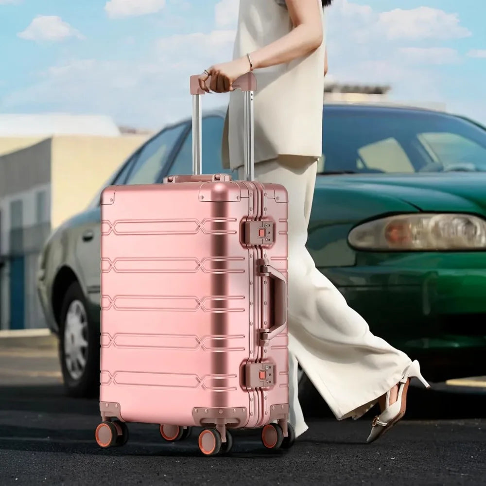 All Aluminum Carry On Luggage Hard Shell Suitcases with Spinner Wheels Zipperless Luggage 20 inch Small Carry On