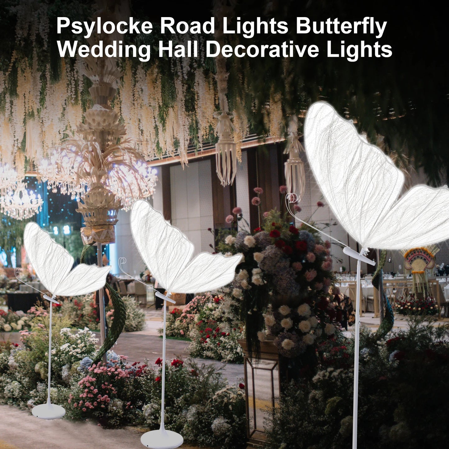 2pc LED Butterfly, Creative Lighting Wedding Floor Lamps, Romantic Butterfly Ceiling Light Decoration Props for Wedding Party