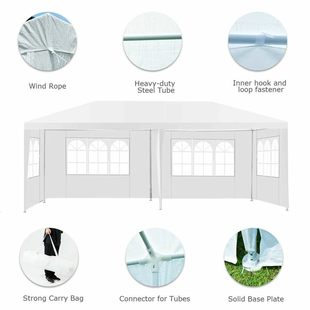 Outdoor 10'x20' Canopy Tent Heavy Duty Wedding Party Tent W/4 Sidewalls & Window