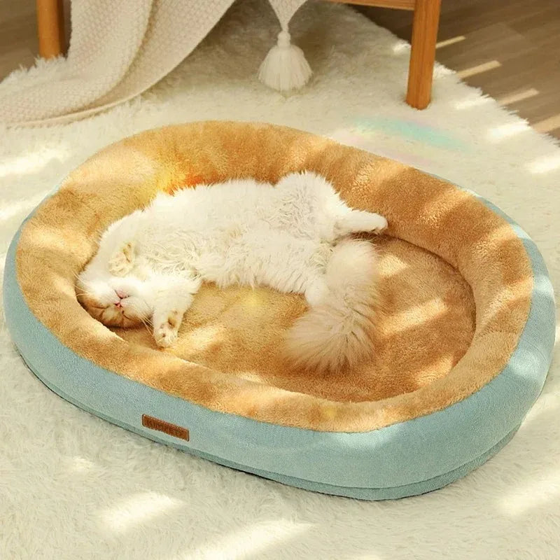 Warm Puppy Bed for Winter Cats Plush Goods Fluffy Beds Pet Accessories Houses Cushions Habitats Dog Mat Basket Supplies Kitten