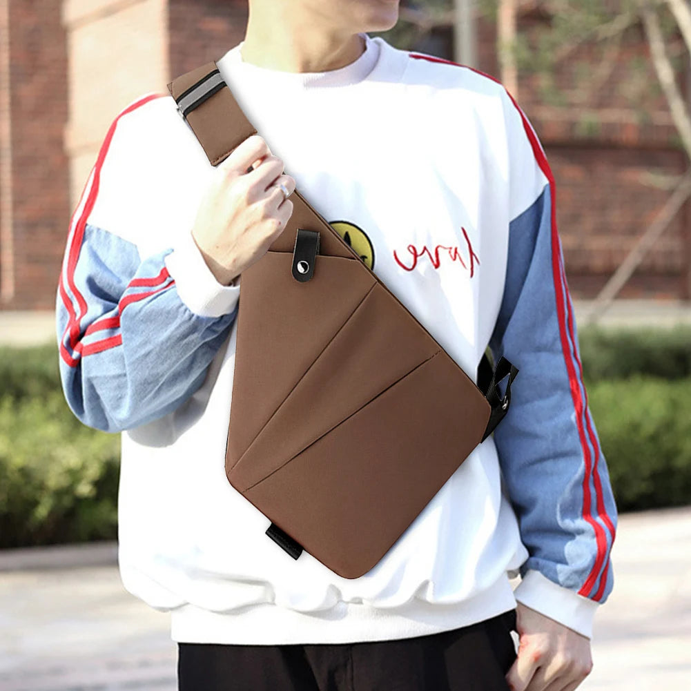 Mens Fashion Chest Bag Travel Crossbody Bag Large Capacity Simple Sling Bag Anti Theft Bag Adjustable Strap Waist Pack