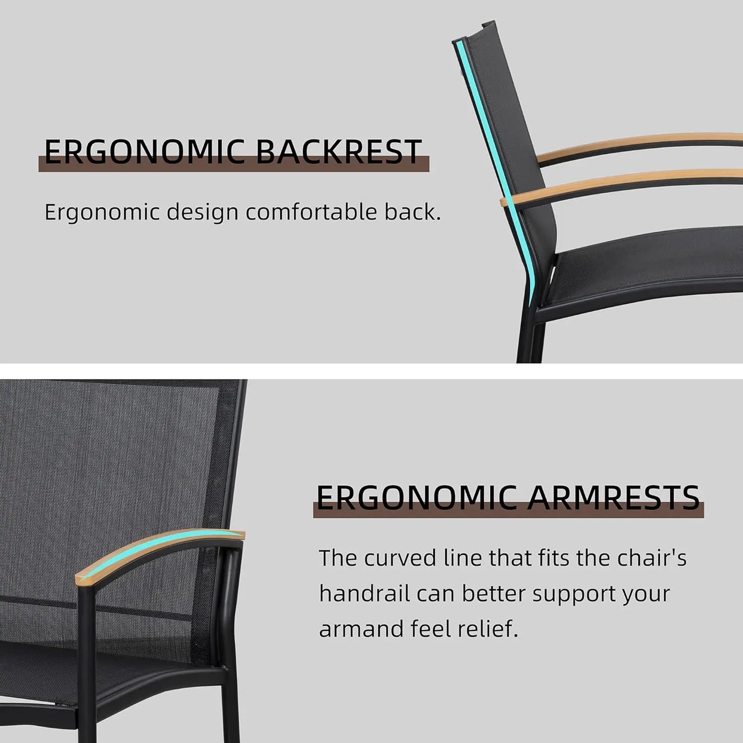 3 Pieces Patio Bistro Sets Outdoor Textilene Fabric Conversation Set with Table