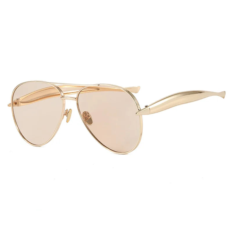 Luxury Designer Oversized Pilot Metal Sunglasses Women Fashion Vintage Sunglasses Men Travel Female Eyewear UV400 Gafas De Sol