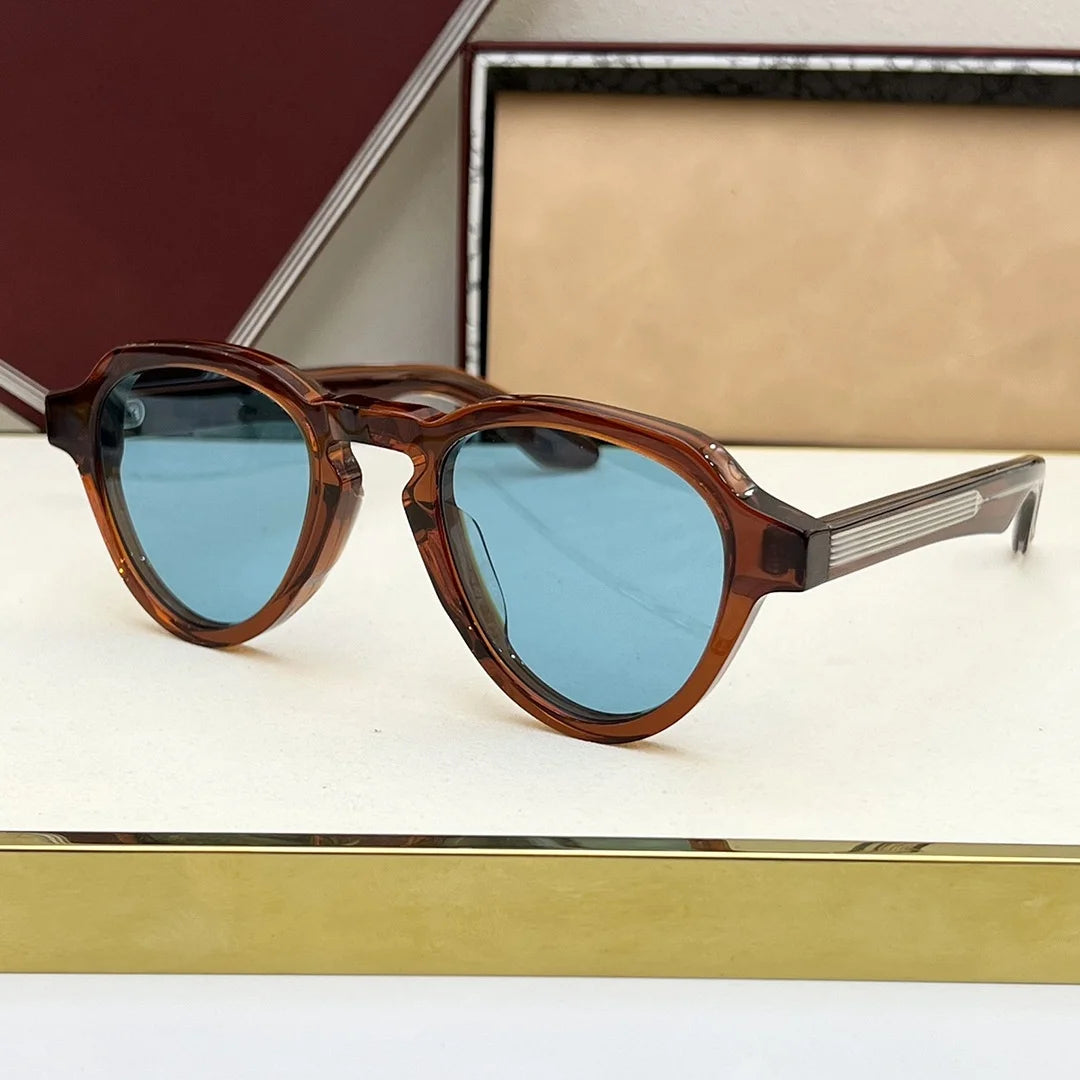 HATFIELD Oval Acetate Sunglasses Vintage Retro UV400 Eyewear for Men and Women Fashion Outdoor Shades