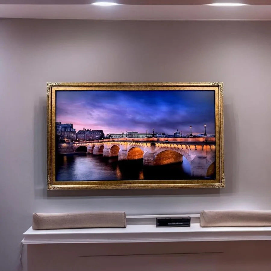 3243 50 55 Inch Handmade Wood Orname Frame with Marble Gold Finish Designed Specifically for Samsung The Frame TV and The Frame