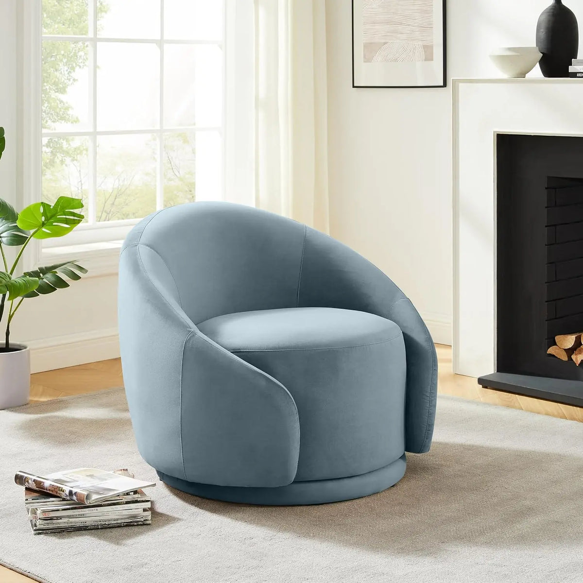 360 Degree Swivel Barrel Chair, Modern Living Room Chairs with Armrest Cozy Reading Chair for Adults, Small Space, LivingRoom