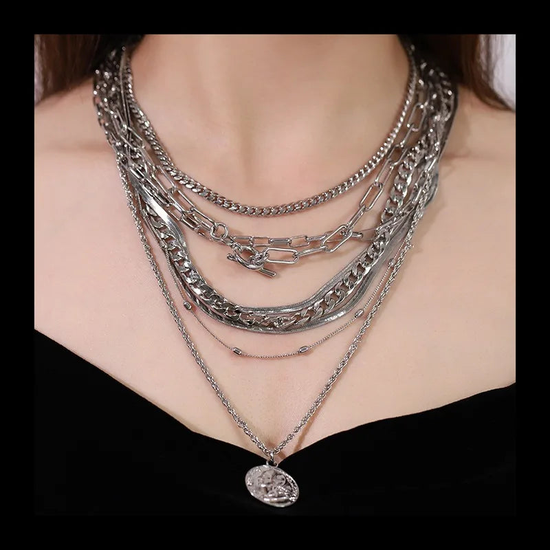 Metal-plated Multi-layer Stacked Tarot Necklace for Ins Style Explosive Items