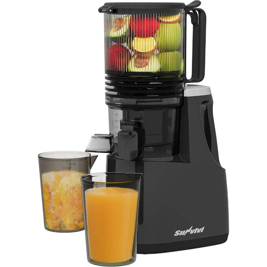 Cold Press Juicer with 5.9 Wide Feed Chute, 250W Slow Masticating Juicer Machines Fit Whole Vegetables & Fruits, Easy to