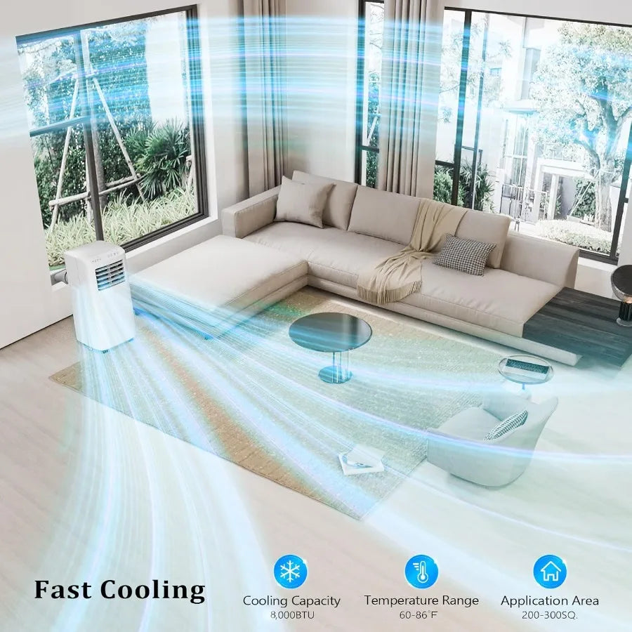 WiFi Enabled Smart 8000 BTU Portable Air Conditioner with Remote APP Control for Home and Office Use 3in1 Cooler Dehumidifier F