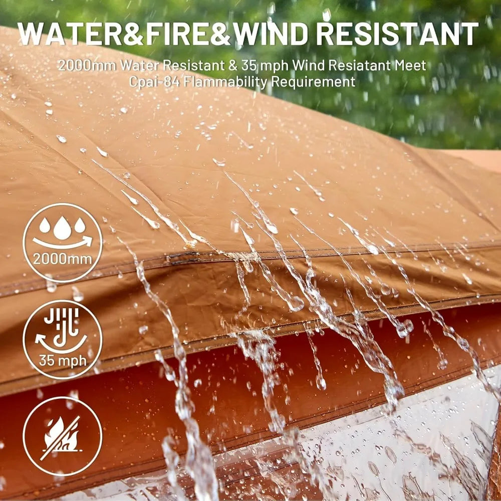 Instant Pop Up Hub Tent, 4 Person Portable Weather Resistant Camping Tent, 60 Second Set-Up, Easy Up Tents with Rain Fly and Ca