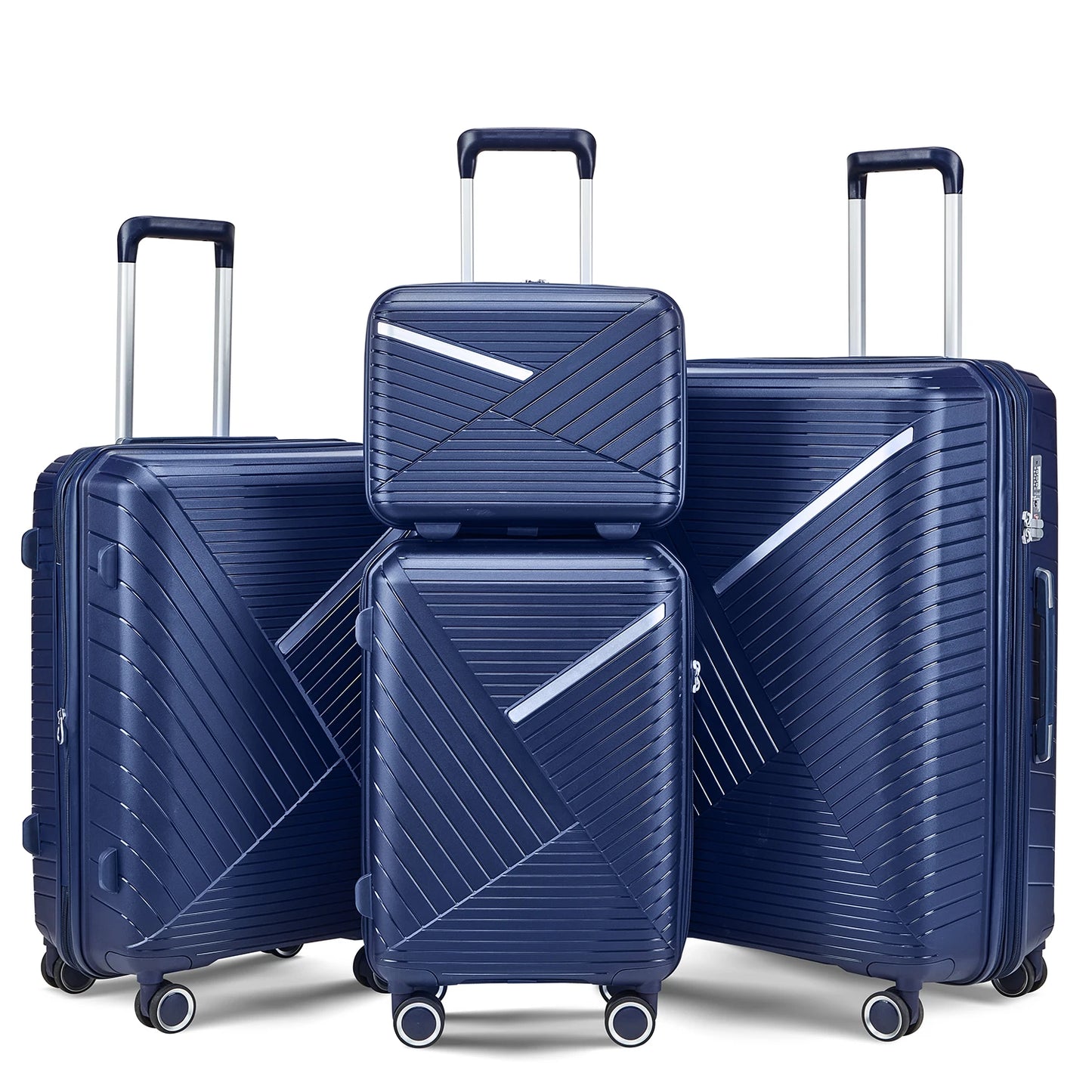 Luggage Sets 4 Piece(14/20/24/28), Expandable Lightweight Suitcase with 4 Double 360 Degrees Mute Spinner Wheels PP Materials