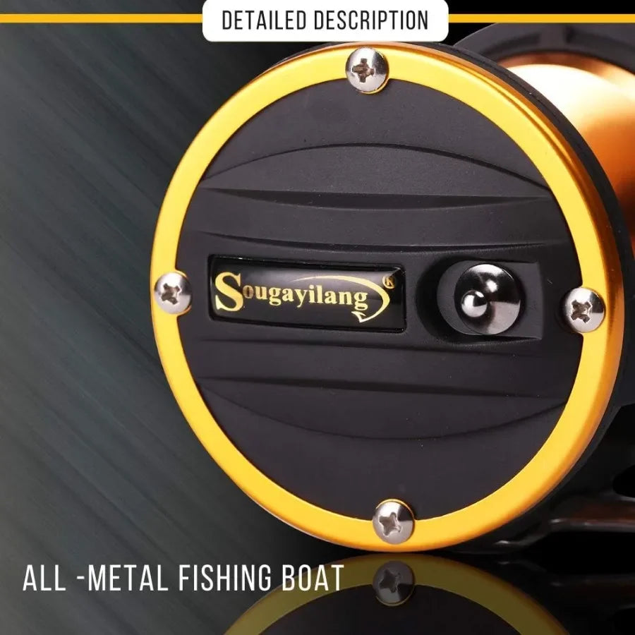 Conventional Reel Trolling Fishing Reel Powerful Drag Fishing Reel for Saltwater Big Game Fishing in Deep Sea Environments with