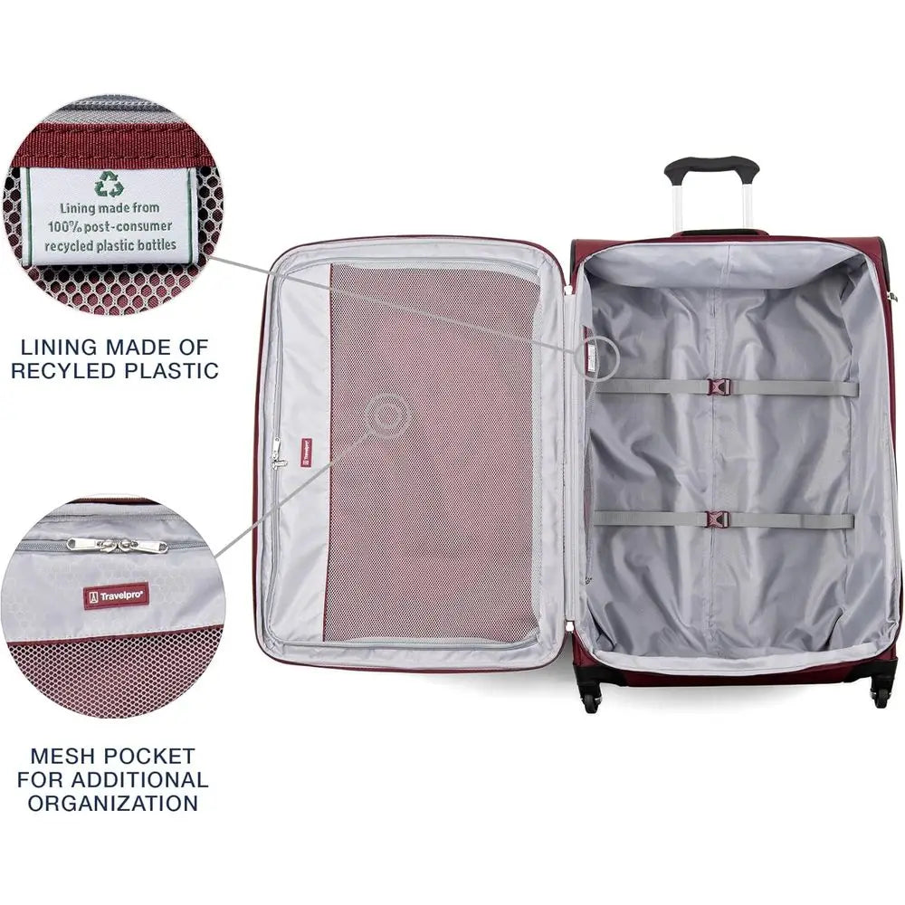 Expandable Softside Luggage with 4 Spinner Wheels, Lightweight Suitcase, 29-Inch, Burgundy, Men & Women