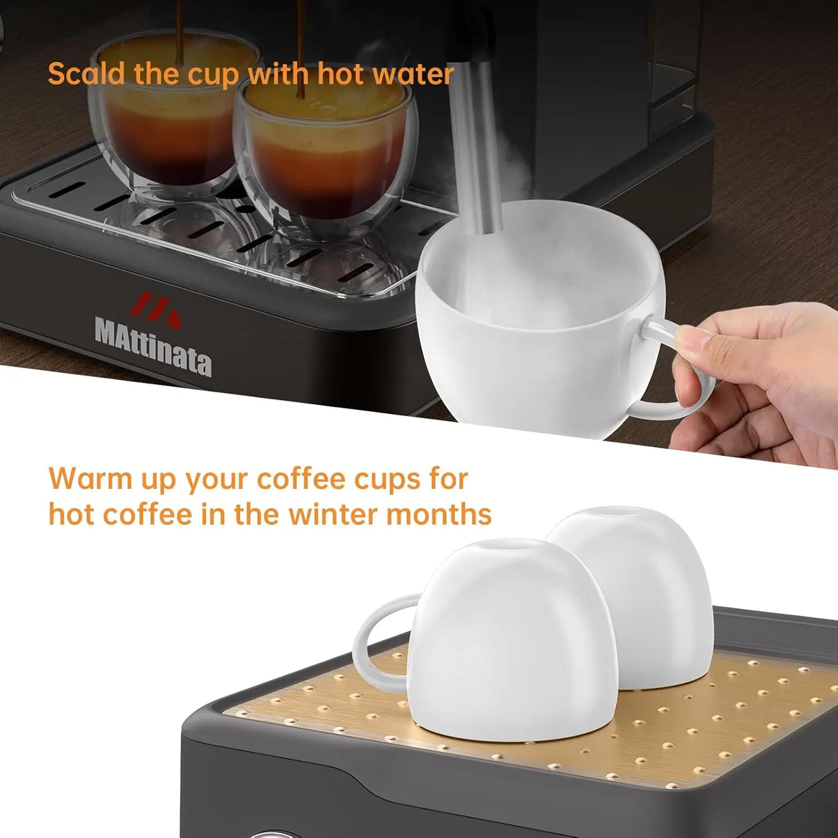 Espresso Machine 20 Bar, Stainless Steel Coffee Maker with Milk Frother, 60oz Removable Water Tank for Home