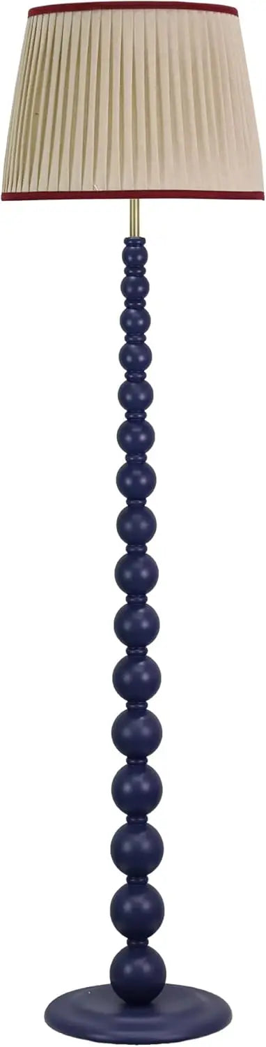 Modern Floor Lamp, Navy Wood Base, Pull Chain Switch, 14x14x59 Inch, Farmhouse Style for Living Room, Bedroom, Office