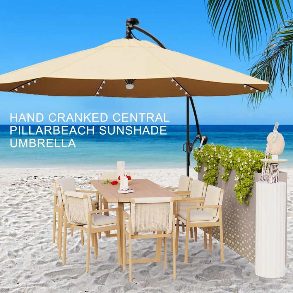 8.9x8.9ft 2-Tier Square Cantilever Patio Outdoor Umbrella with Solar LED Outdoor Sun Shade Hand-cranked Umbrella for Backyard