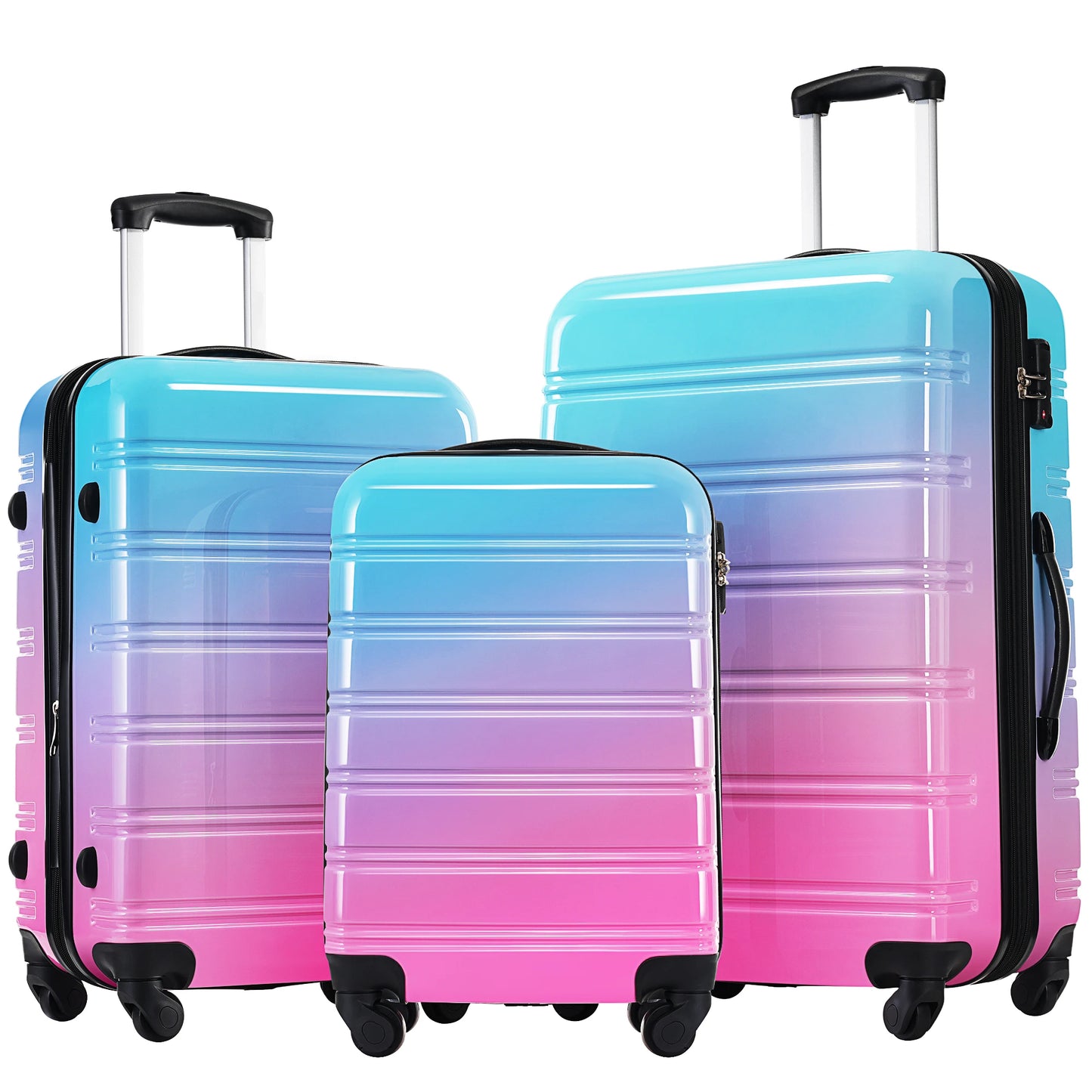Hardshell Luggage Sets 3 Piece Gradient Color Expandable Suitcase with Spinner Wheels and TSA Lock Lightweight 20" 24" 28"