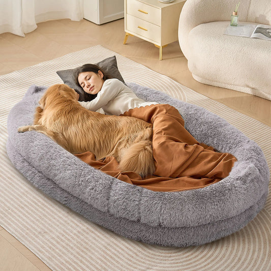 Human Dog Bed 72x48x10in Large Human Size Dog Bean Bed Washable PV Velvet