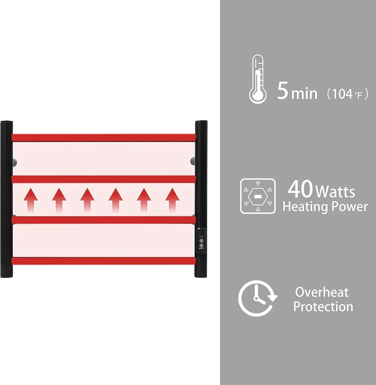 Towel Warmer Wall Mounted with Built-in Timer 4 Bars Electric Stainless Steel Heated Towel Racks for Bathroom, Hot Plug-in B