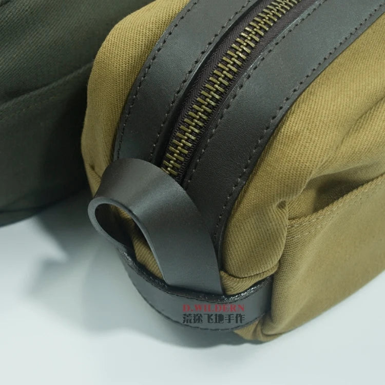 Men hand caught oilwax canvas toiletry bags restoring ancient ways Wrist Wrap Purses On Carry Travel Storage Bag Male Cluthes