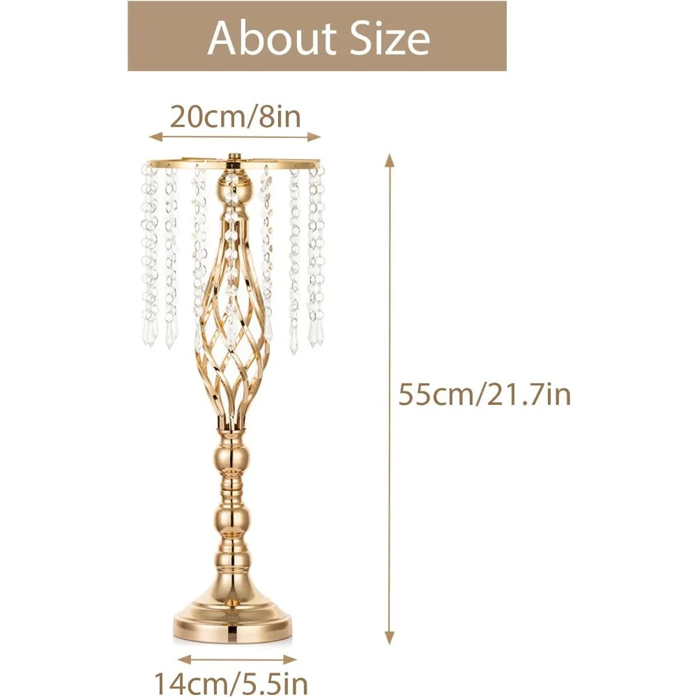 10pcs Gold Metal Flower Floor Stands, 21.7inch Tall Vases for Wedding Table Decor