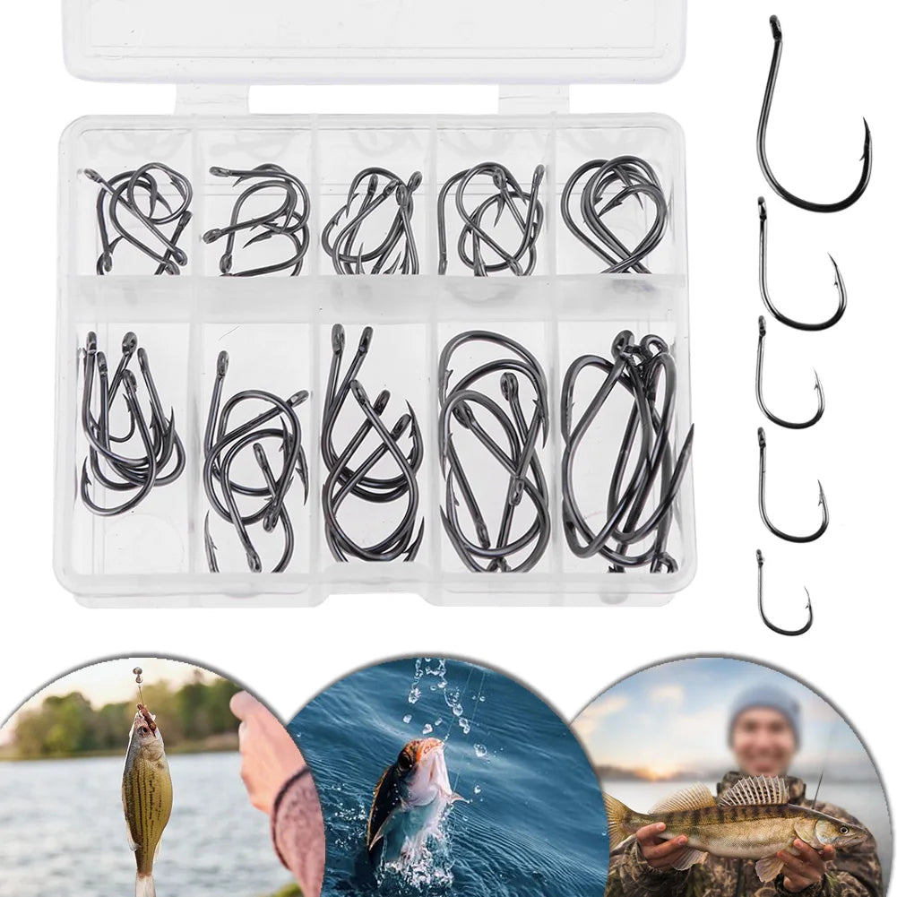 American Swivel Reinforced Connector 50Pcs Enhanced Pin Fishhook Lure Tackle Kit for Outdoor Fishing Accessory Set