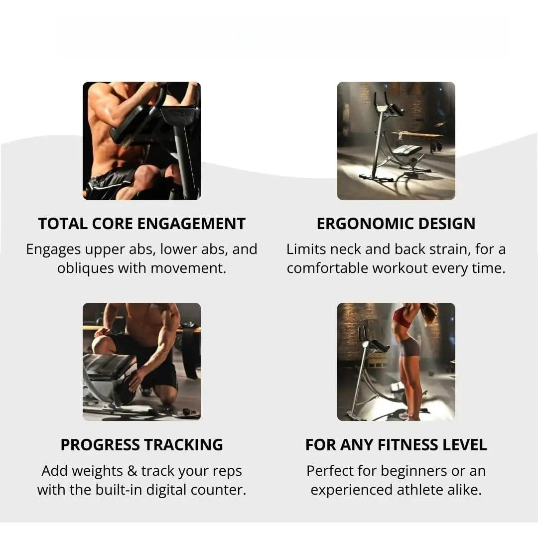 W-Ab Machine Exercise Equipment For Home Gym, Less Stress on Neck & Back, Abdominal / Core Fitness Equipment for All Levels,