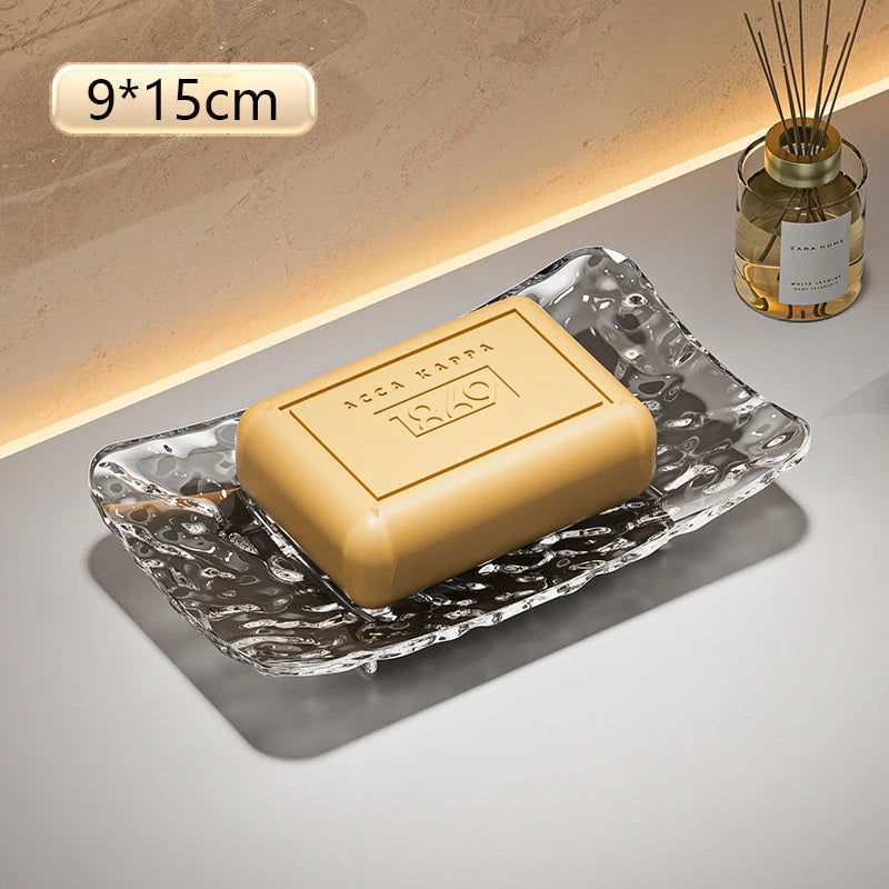Transparent  Soap Box High-End Bathroom Glacier Patterned Soap Storage Rack For Household Use Soap Box Tray Light Luxury