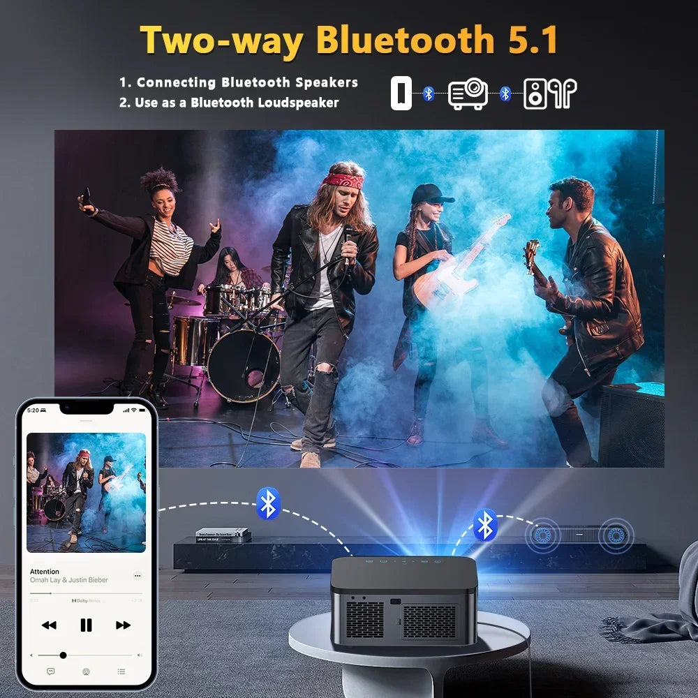 XIWBSY 2025 T07 Projector 30000Lumens Android Projector 8K Decode AutoFocus Projector LED Projector 1080P Home Theater Beamer