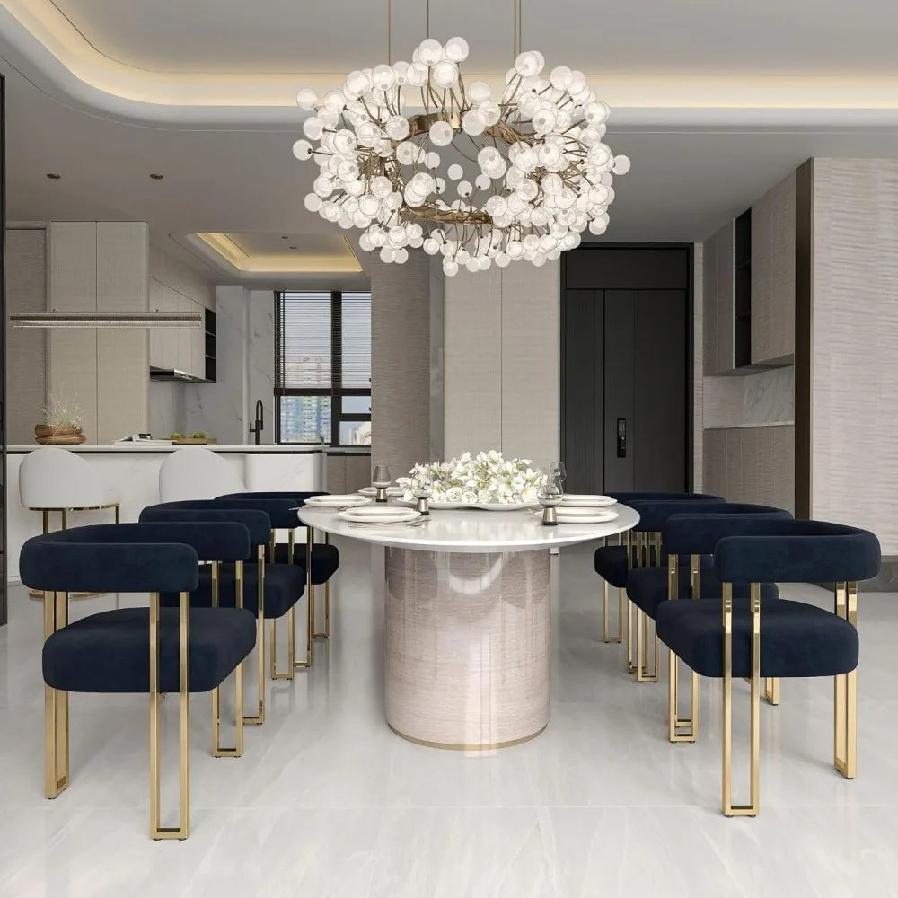 Dining Chairs Set of 6, Modern Black Barrel Chairs with Arms and Elegant Golden Legs
