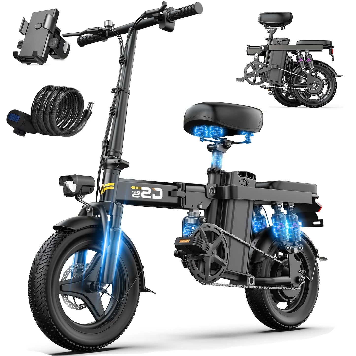 Electric Bike for Adults Teen-Folding Motor Bicycle 750W Peak Motor,22MPH 35 Miles,Commuter Ebike 48V 15AH Removable Battery