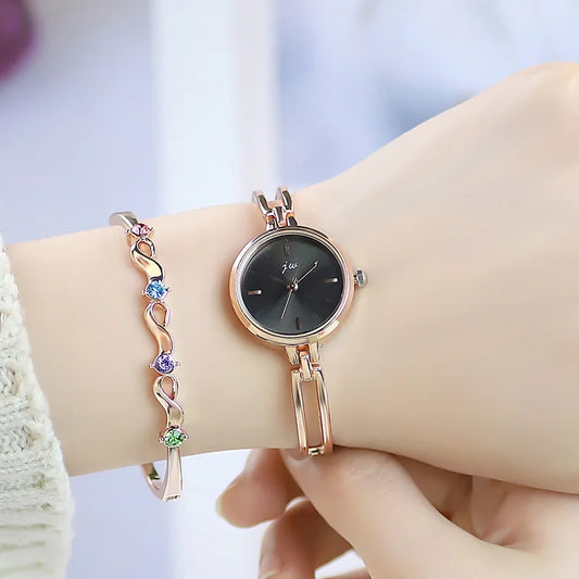Women's Watch Simple Round High Grade Steel Belt Bracelet Watches Female Fashion Quartz Clock Wristwatches