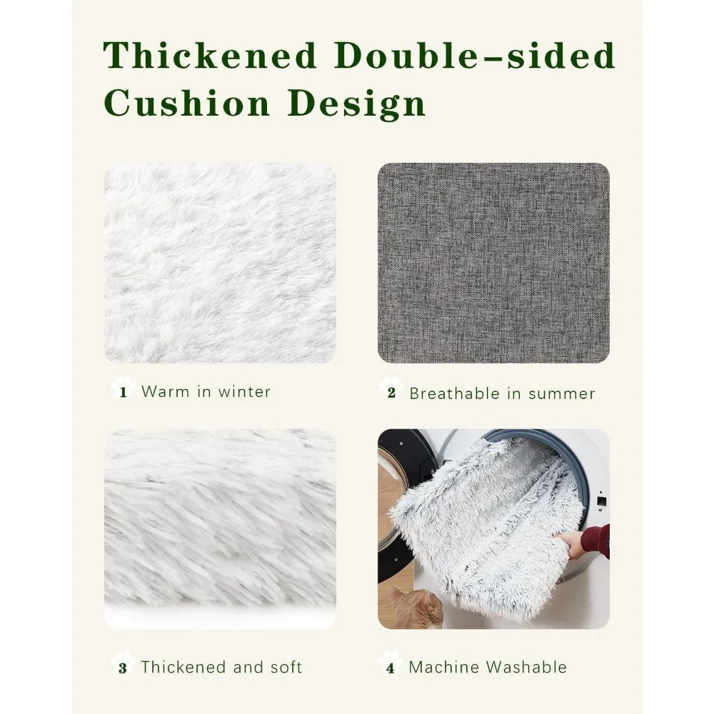 Cat Beds for Indoor Cats Extra Large Double Cat Cave Pet Cube, Handwoven Rattan Cat Houses with Double-Sided Soft Cushions, 18.5