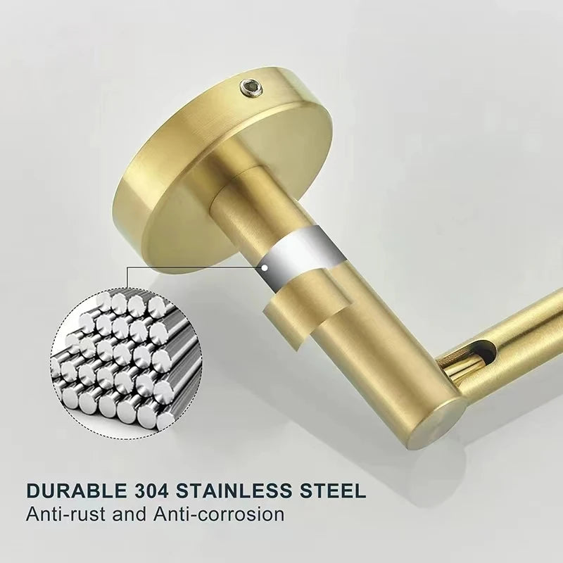 Stainless Steel Toilet Paper Holder Wall Mounted Toilet Paper Roll Holder Golden Bathroom Tissue Hanger Household Items Hardware