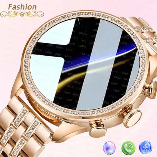 Fashion Luxury Gold Women Smart Watches Valentine's Gift Diamond Bracelet Bluetooth Call Notification Reminder Smartwatch Ladies