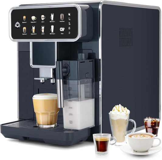 Fully Automatic Coffee Maker with Built-in 3-Level Grinder Expresso/Cappuccino/Latte/Americano Coffee Machines with Self-Cleanin