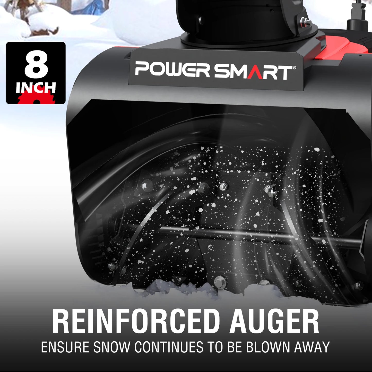 PowerSmart 15A Electric Snow Thrower, 21" Snow Blower with 180° Chute, LED Light, Lightweight for Yard, Driveway & Sidewalk