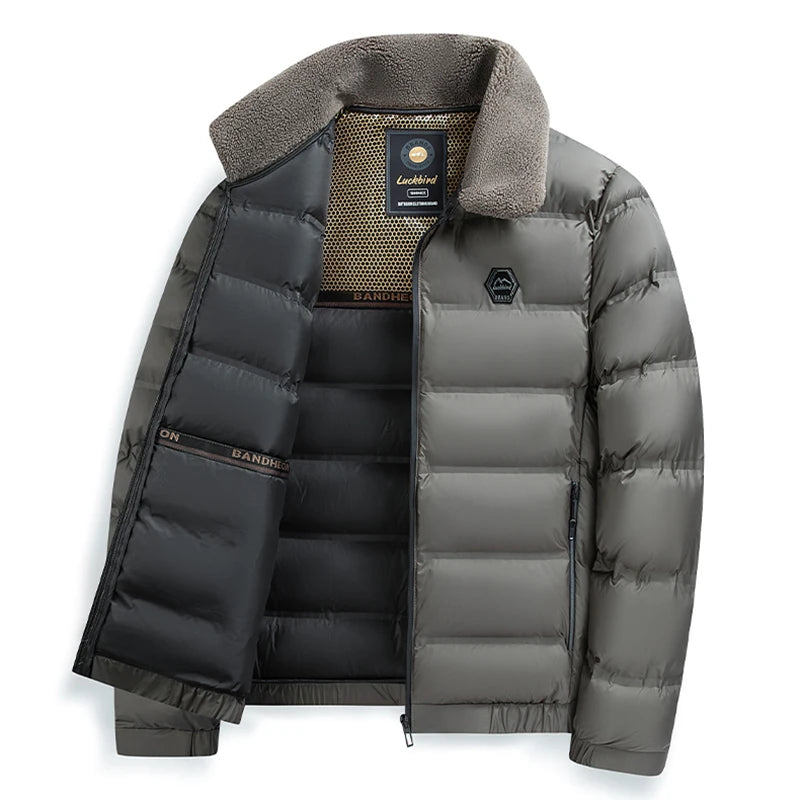 Big Collar 2026 New Winter Parkas Men Thicken Casual Outwear Slim Fit Outwear Waterproof Warm Stand Collar Outwear Coat