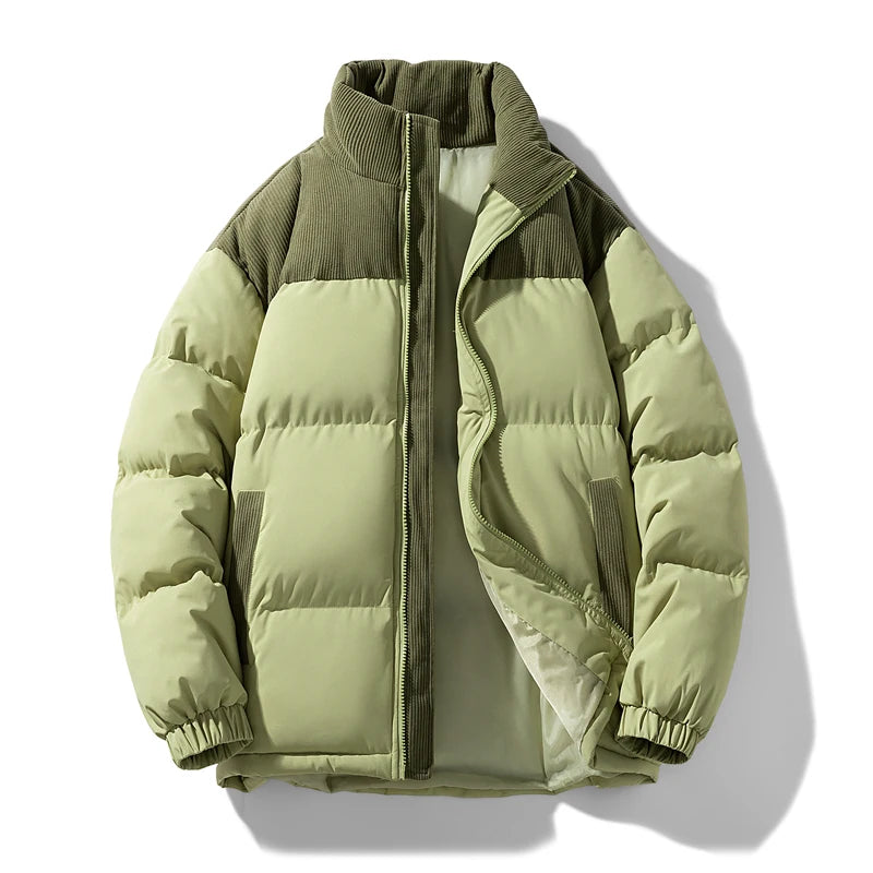 Latest Men Winter Thickened Warm Color Block Puffer Jacket Fashion Casual Male Parka New Arrival Trendy Mens Puffer Coat